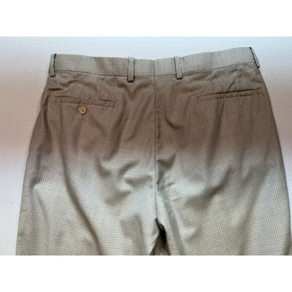 Ari8to Eighteen Mens Wool Pleated Dress Pants Cuffed Hem Sz 36 Beige Houndstooth - Picture 10 of 11